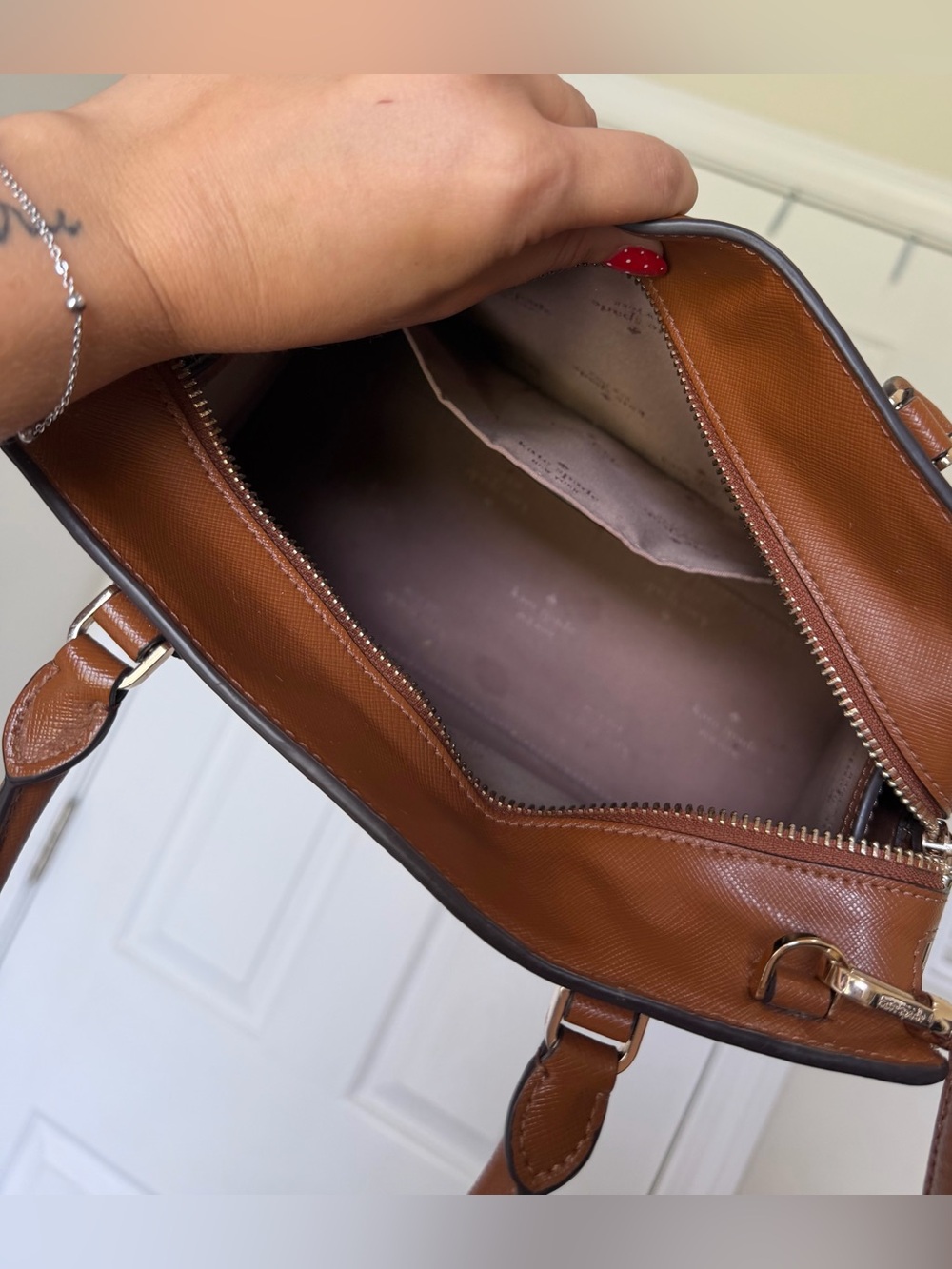 Kate Spade “Madison Saffiano” Leather Medium Satchel in the color Cavern Clay - Picture 7 of 11